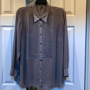 Plus Size Ralph Lauren Shimmery “Tuxedo” Blouse